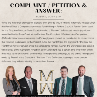 Complaint / Petition & Answer in Personal Injury Law