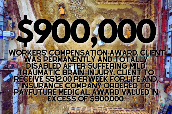 $900,000 workers' compensation award for a client permanently and totally disabled