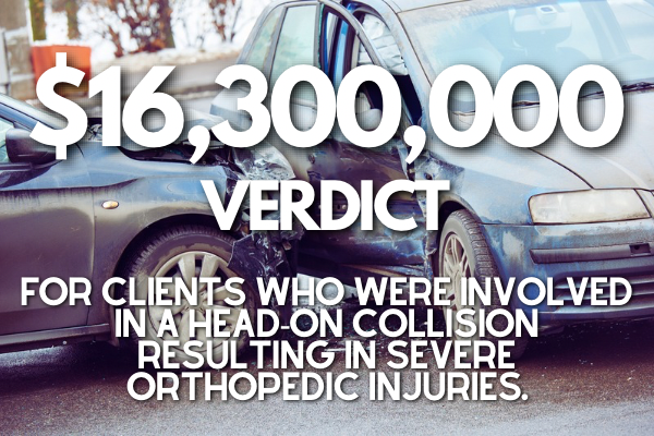 McDuffey & Medcalf LLC $16,300,000 verdict for clients who were involved in a head on collision