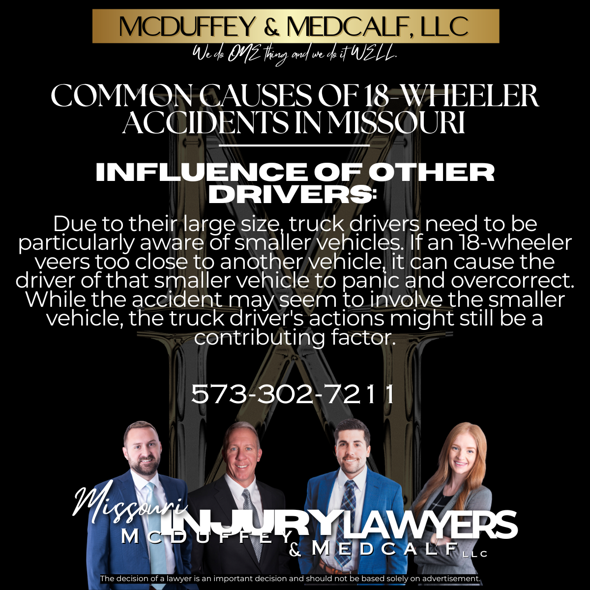 18-Wheeler Accidents in Missouri-Common Causes: Influence of Other Drivers