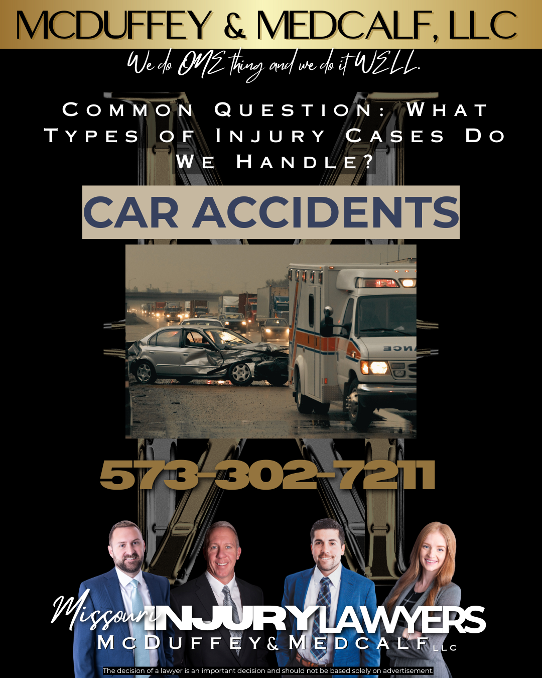 Common types of Injury Cases we Handle-Car Accidents McDuffey & Medcalf LLC Missouri Personal Injury Lawyers