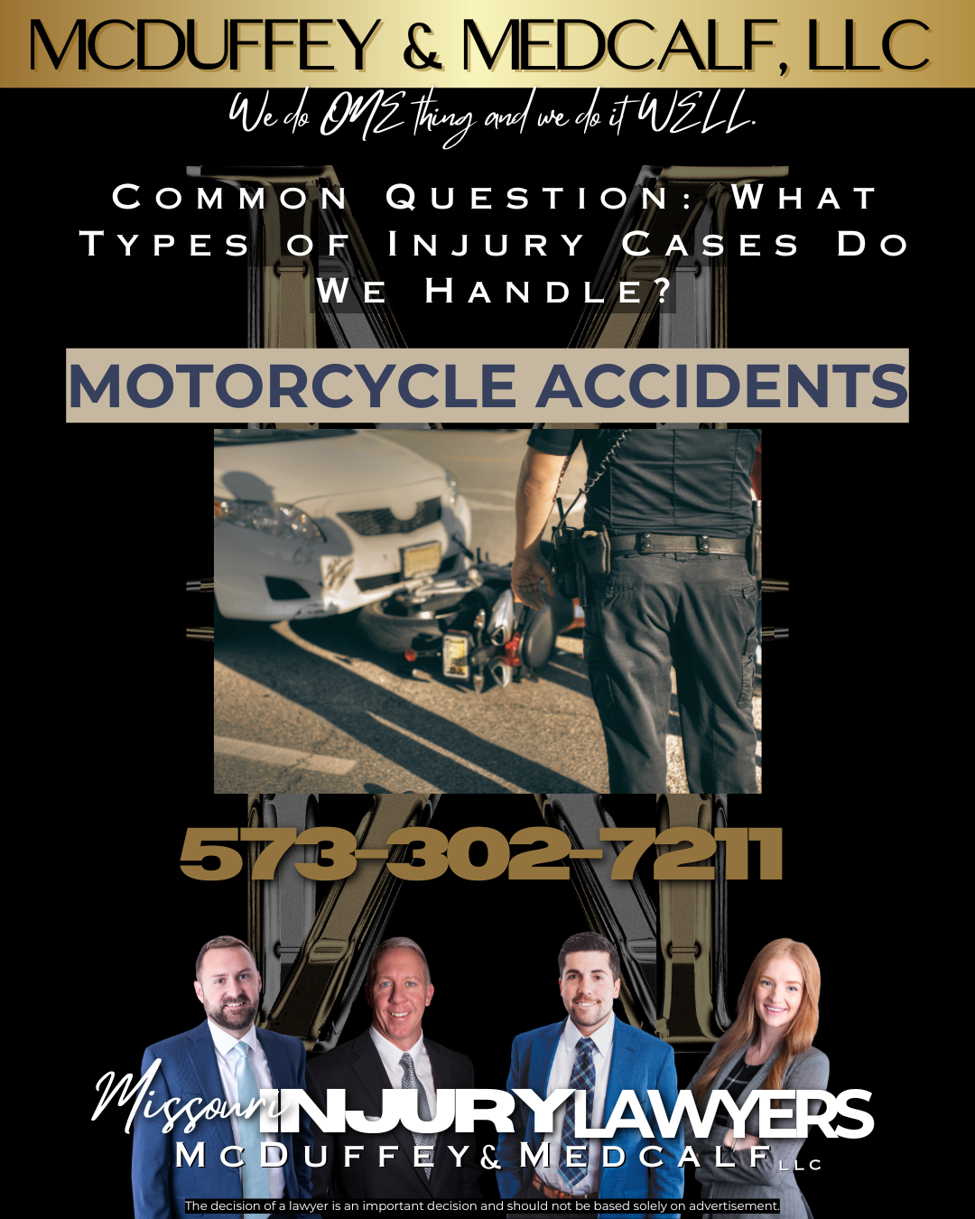 Common types of Injury Cases we Handle-Motorcycle Accidents McDuffey & Medcalf LLC Missouri Personal Injury Lawyers