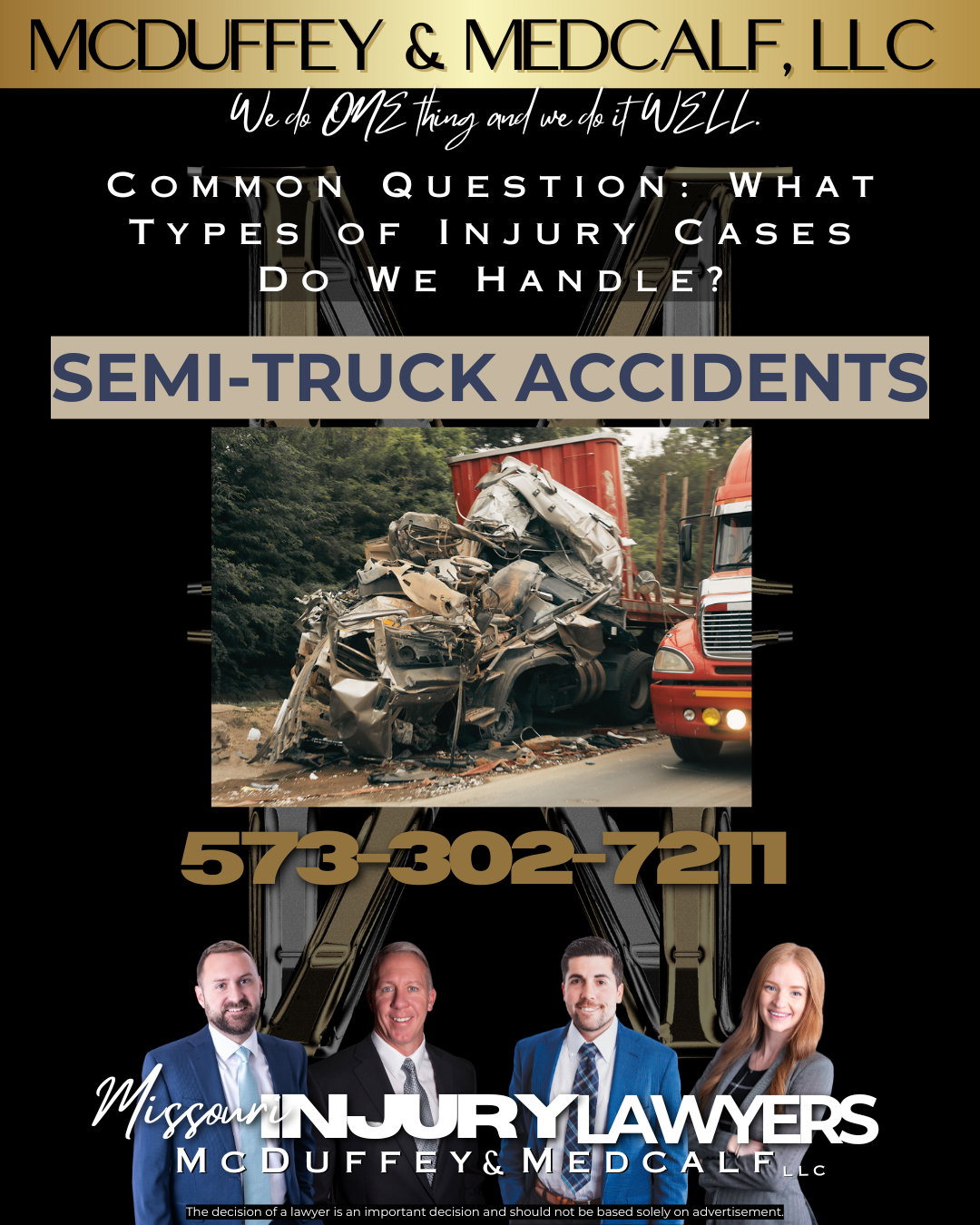 Common types of Injury Cases we Handle-Semi-Truck Accidents McDuffey & Medcalf LLC Missouri Personal Injury Lawyers