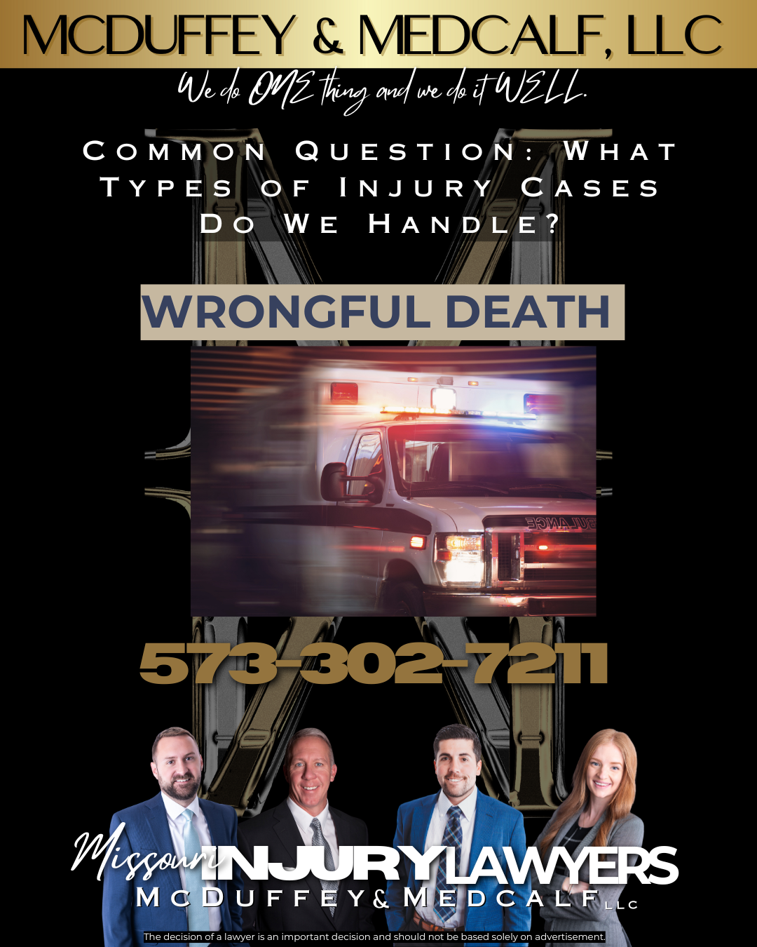 Common types of Injury Cases we Handle-Wrongful Death McDuffey & Medcalf LLC Missouri Personal Injury Lawyers