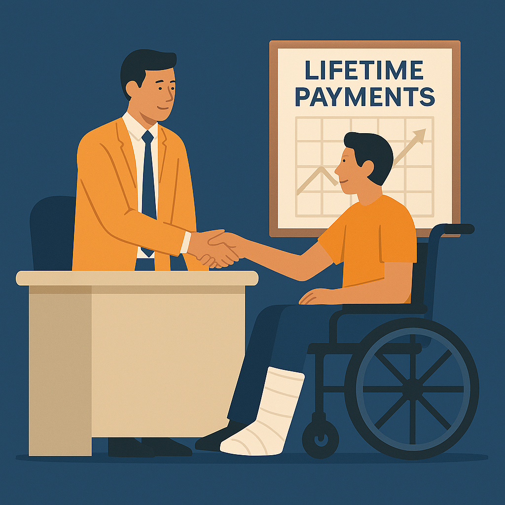 Counselor explaining permanent disability benefits to injured worker