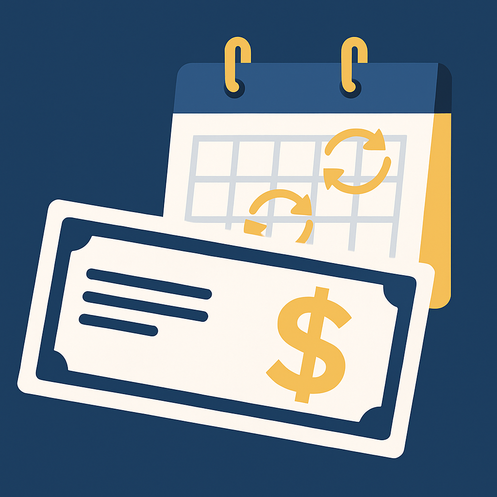 Illustration of paycheck and calendar symbolizing Missouri workers' compensation wage replacement
